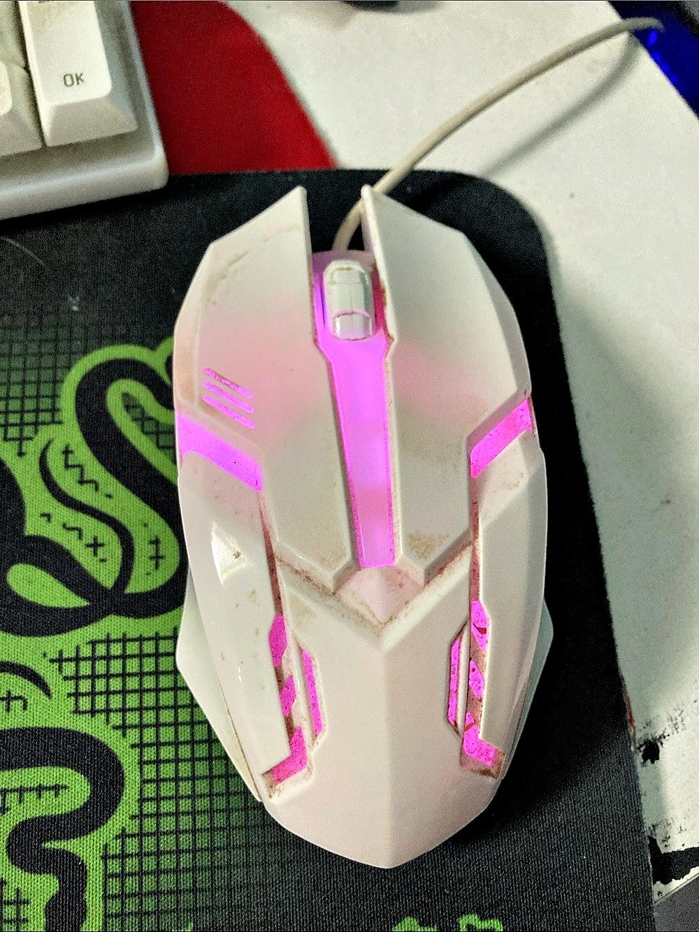 Wired Gaming Mouse White & Pink